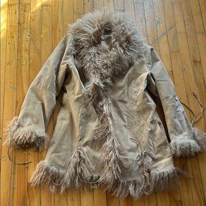 Vintage marvin richards Tan mongolian lamb suede Women's penny lane coat